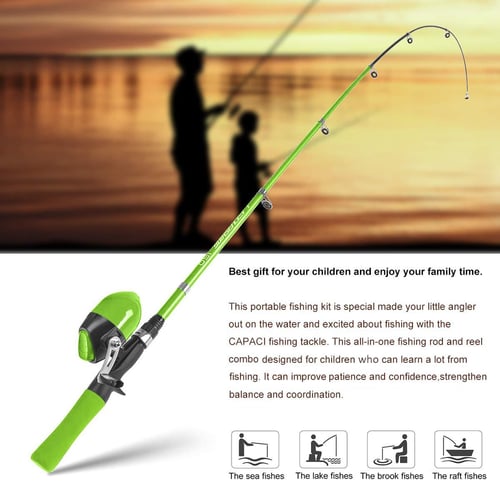 Kids Fishing Rod & Reel Combo Full Kit 1.2m/1.5m Telescopic Casting Rod  Pole with Spincast Reel & Hooks Lures Swivels Carry Bag