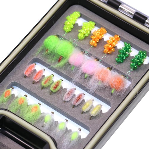 Wifreo 10PCS 12# Brown Nymph Bugger Woolly Worm Fly Fly Fishing Baits Trout  Fishing Lures