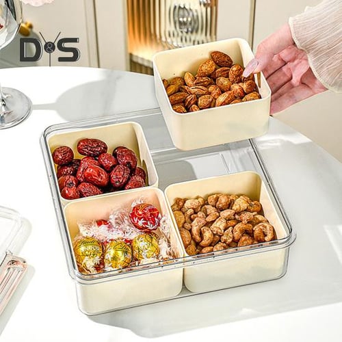 Divided Food Serving Tray Snack Box Container with Clear Lid Large Capacity  Food Grade Secure Seal Fruit Vegetable Storage Box - buy Divided Food  Serving Tray Snack Box Container with Clear Lid