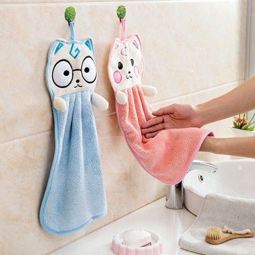 Hand Towel Absorbent Cloth Dishcloth Hanging Coral Velvet Bathroom Soft 