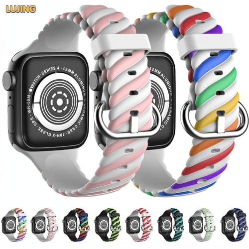 Colorful Silicone for Apple Watch Band 44mm 40mm iWatch 38mm 42mm Sport  Correa Bracelet Apple Watch Series 1/2/3/4/5/6/Se - China Strap and Watch  price