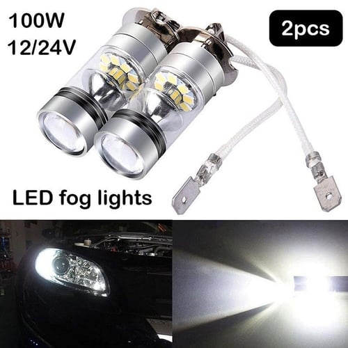 2pcs H3 Car LED Fog Light Driving Bulb 12/24V 100W 10000LM
