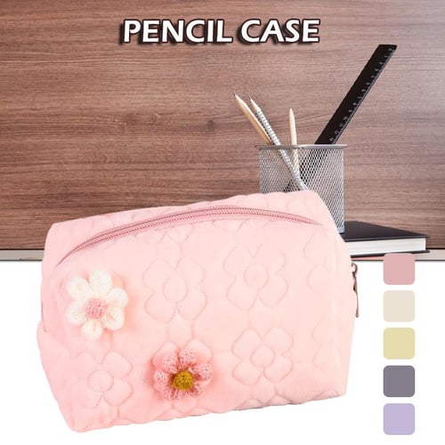 2Pcs Pink Makeup Bag Travel Cosmetic Bag for Women Aesthetic Flower Makeup  Bag Large Toiletry Bag with Small Cosmetic Bag Cute Makeup Pouch Corduroy