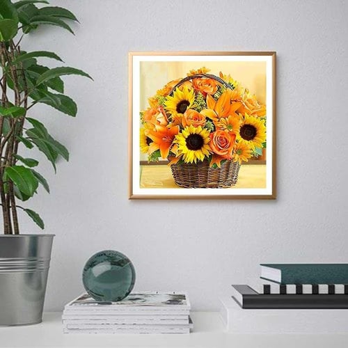 5D DIY Sunflower Diamond Painting Round Diamond Embroidery Craft Canvas  Painting