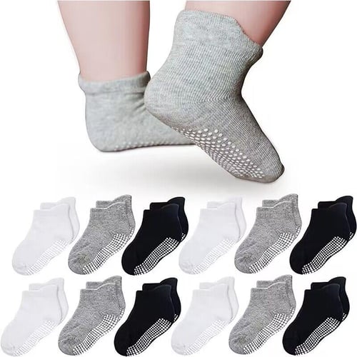 Toddler Socks 12 Pairs Non Slip Skid Ankle Socks For Kids Boys