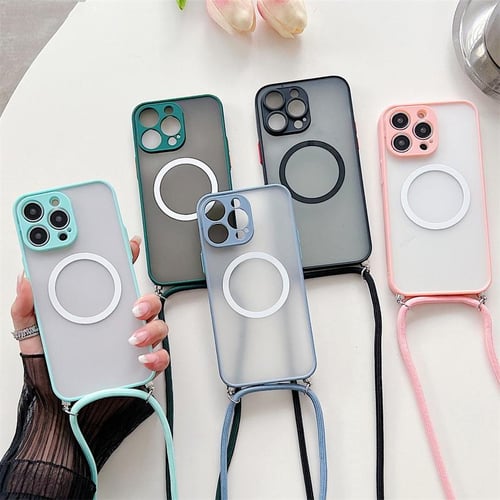For iPhone 14 Pro Max 13 12 11 For MagSafe Heart Crossbody Lanyard Case  Cover