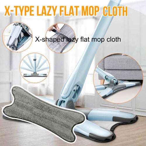 1 Set 2 Pcs Fiber Flat Mop Head Floor Cleaning Cloth X Type Replace Cloth  Mop Cloth Household Clean