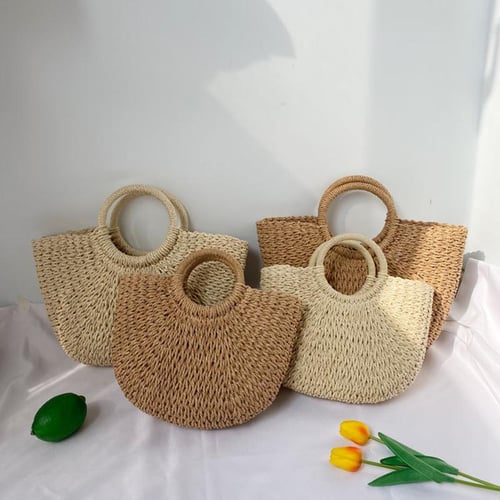 Straw Bags for Women 2021 Summer Rattan Bag Handmade Woven Beach