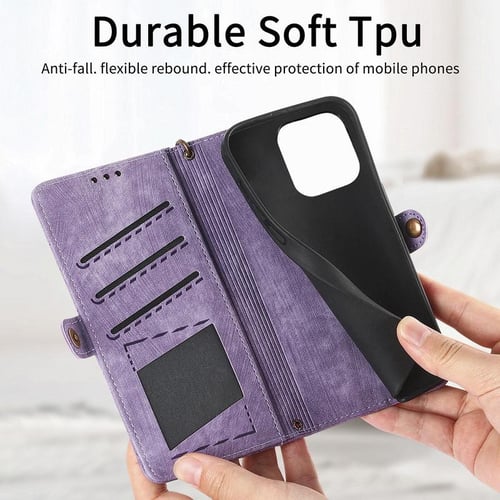 For iPhone 15 14 13 12 11 Pro Max Leather Wallet Card Holder Zipper Case  Cover