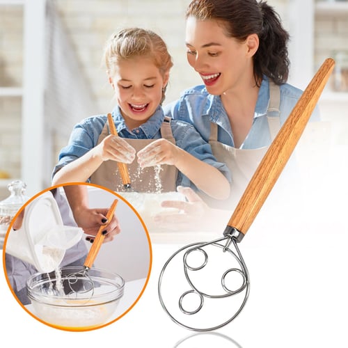 Stainless Steel Coil Egg Beater Flour Mixing Spoon With Long Handle,  Handheld Cream Stirring Tool For Home Baking