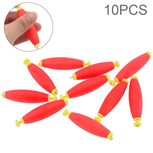10pcs EVA Foam Red Snap on Floats Oval Fishing Bobber for Fly Sea