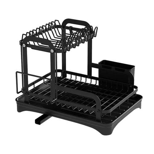 Plastic Countertop Storage Rack With Water Droplet Dish Rack Kitchen  Organizer Plate Rack, Chopsticks Cage Storage Box And Drain Basket