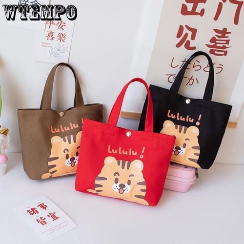 Canvas Bags Handbag for Women Shopper Cute Cat Tote Bag with