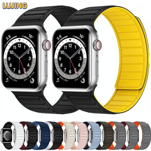 Leather Link For Apple watch band 45mm 44mm 40mm 41mm 49mm 42mm Magnetic  Loop bracelet iWatch series Ultra 3 4 5 SE 6 7 8 strap