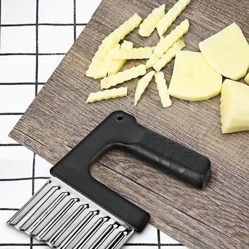 Stainless Steel Potato Chip Slicer Dough Vegetable Fruit Crinkle Wavy  Kitchen Knife Cutter Chopper French Fry Maker Tools Gadget