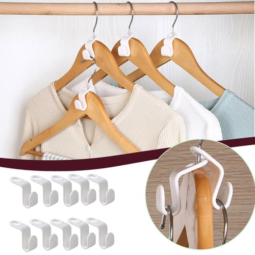 10pcs Clothes Hanger Connector Hooks Cascading Clothes Hangers Heavy Duty  Space Saving Cascading Connection Hooks for Clothes