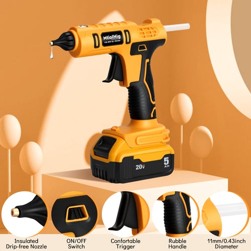 5400MAh Cordless Hot Melt Glue Gun With 100/50/20pc Glue Sticks