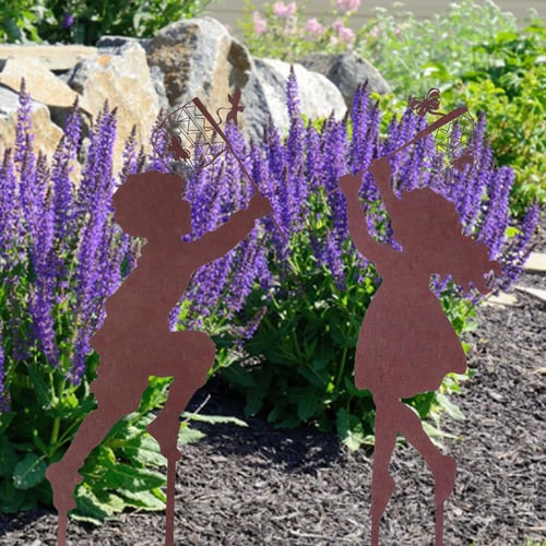 2Pcs Outdoor Metal Art Fairy Silhouette for Branch