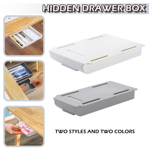 Self Stick Pencil Tray Desk Table Storage Drawer Organizer Box Under Desk  Stand.