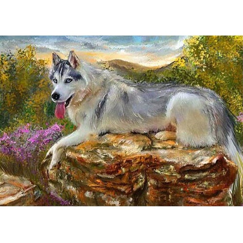 5D Diamond Painting Husky Dogs Full Round Diamond Embroidery Pet