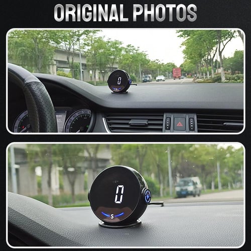 Universal Wireless Solar Car HUD Head Up Display Digital GPS Speedometer,  Car Smart HUD Display GPS Speedometer Overspeed Warning LCD Display Carbon