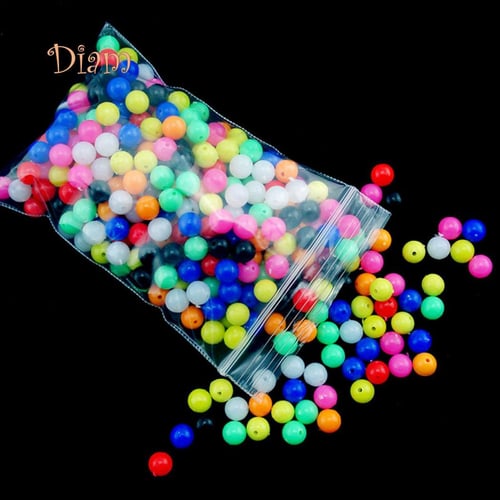 DAG 100Pcs 6mm/8mm Round Multicolor Rig Beads Sea Fishing Lure