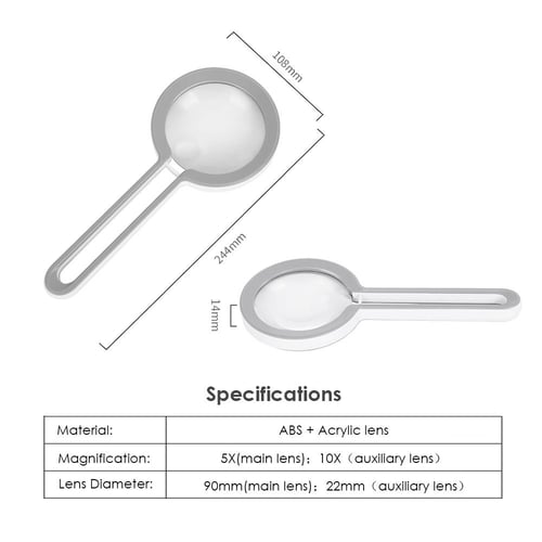 Double Lens Magnifier 10X & 5X Handheld Magnifier Magnifying Glass Lens  Large Diameter for Reading - buy Double Lens Magnifier 10X & 5X Handheld  Magnifier Magnifying Glass Lens Large Diameter for Reading