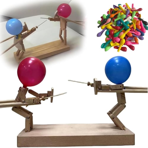.com: Balloon Bamboo Man Battle, Wooden Bots Battle Game for 2  Players, Handcrafted Whack a Balloon Games for Party : Toys & Games