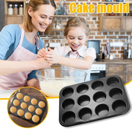 4 Holes Non-Stick Cupcake Baking Tray Carbon Steel Muffin Pan Cake Mould  Egg Tart Baking