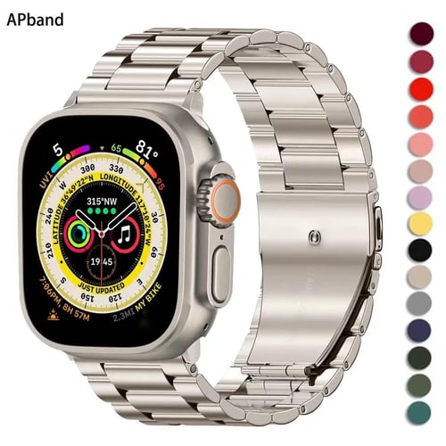 Luxury Titanium Color Strap for Apple Watch Ultra 2 Band 49mm 45mm 44mm  42mm Metal Stainless Steel Bracelet Iwatch 9 8 7 6 5 SE 