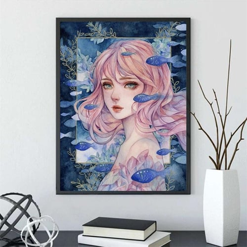 5d New Diamond Painting Set With Picture Of Little Girl And Snake, Modern  Art & Embroidery, Round Rhinestones, Home & Living Room Decor