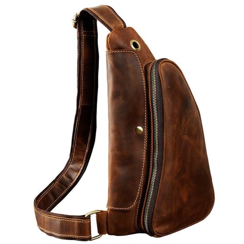 Genuine Leather Men's Chest Bag Waist Bag Messenger Bag Shoulder Bag Casual  Cow Leather Trendy Men's Bag Designer Bag