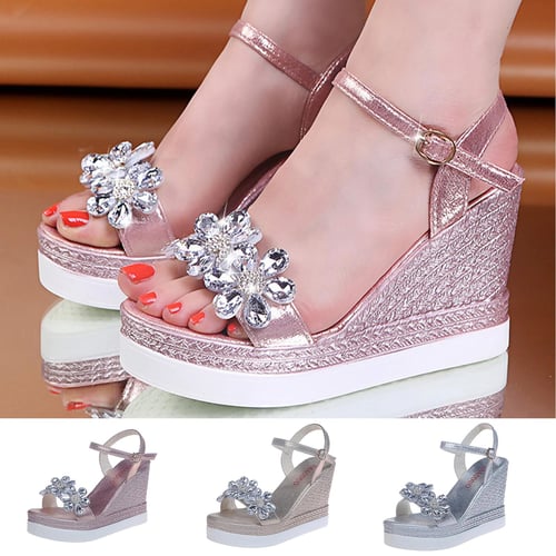 Women Ladies Fashion Wedges Platforms Floral High Heels Shoes Sandals