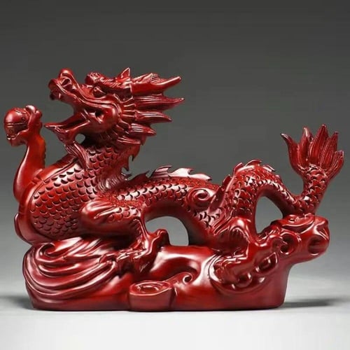 Chinese Geomancy Gold Dragon Figurine Statue Ornaments for Luck