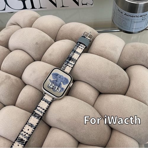 Luxury Houndstooth Woolen Cloth Strap For Apple Watch 41mm
