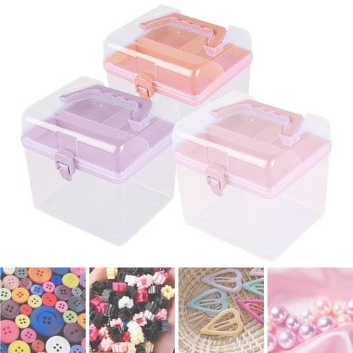 Three-layer Multipurpose Storage Box Organizer Folding Tool Box/art &  Crafts Case/sewing Supplies Organizer Box With 2 Trays (pink)