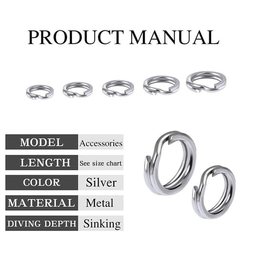 Assorted Stainless Steel Fishing Rings Double Split Connecting