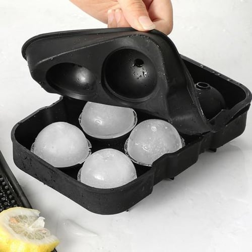 2pcs/set Ice Cube Tray With Silicone Ice Ball Molds, 4.5cm Round