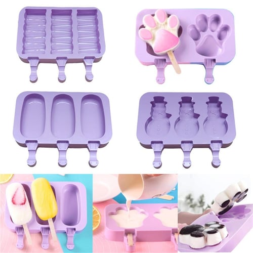 Popsicle Molds, 4 Cavities Homemade Ice Cream Mold Reusable Easy Release Ice  Pop Molds & 50 Wooden Sticks