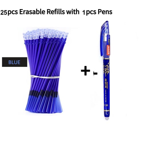 2+50Pcs/Set 0.5mm Blue Black Ink Gel Pen Erasable Refill Rod Erasable Pen  Washable Handle School Writing Stationery Gel Ink Pen - buy 2+50Pcs/Set  0.5mm Blue Black Ink Gel Pen Erasable Refill Rod