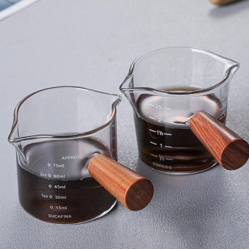 70/75ml Espresso Shot Glass Double Spout Measuring Cup Heat