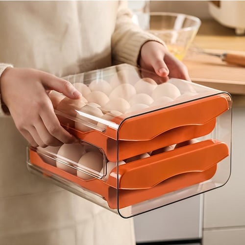 1pc White Plastic Egg Storage Container, Refrigerator Fresh-keeping &  Stackable Drawer Type Egg Tray For Kitchen