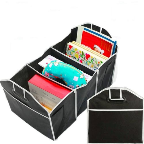 Folding Leather Car Trunk Storage Box Waterproof Cargo Storage Bag Auto  Stowing Tidying Organizer Box