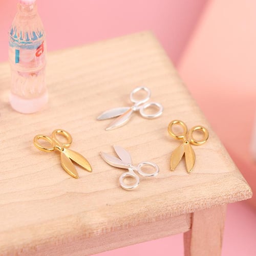 2pcs Mini Metal Scissors Miniature Dolls House Furniture 1:12 Dollhouse  Decor 