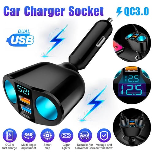 Cigarette Lighter in a car Universal 12V-24V Socket Splitter Power Adapter 3.1A 120W Dual USB Car Charger with Voltage image 6 - ZOOD