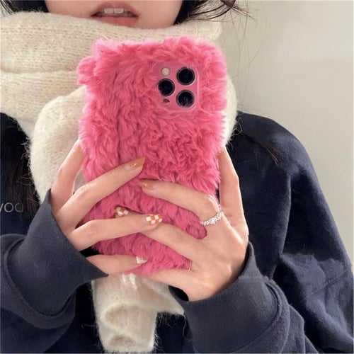 New Winter Teddy Dog Fluffy Phone Case for iPhone 12 Mini 11 Pro XS Max Xr  SE 2020 SE2 7 8 6 6s Plus 5 5s Short Fur Warm Cover