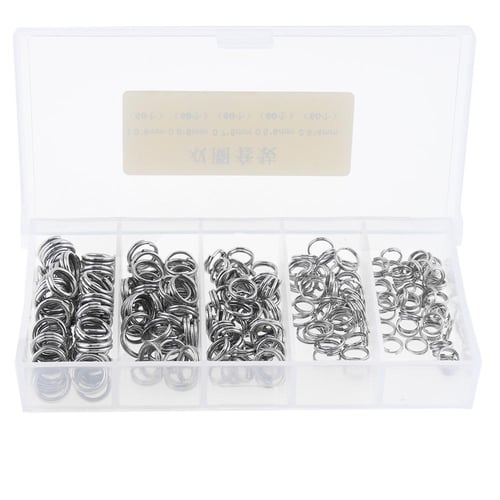 250pcs Stainless Steel Double Loop Fishing Ring 5 Size Mixed Split