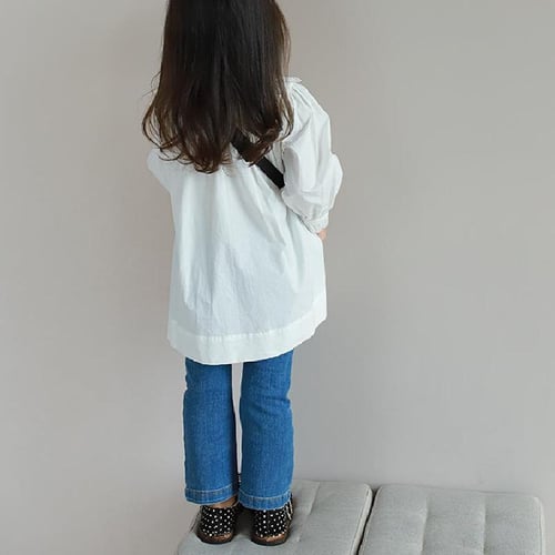 2023 spring autumn Kids Jeans For Girls Lovely Children demin boot cut Pants  Casual Trouses Child