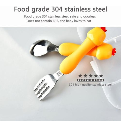 1pc Cute Stainless Steel Utensils Set, Portable Outdoor Cartoon Spoons &  Forks & Chopsticks