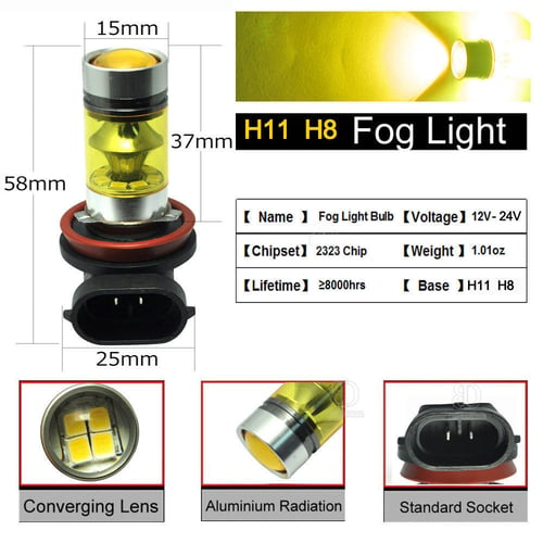 2X H11 H8 100W LED 4300K YELLOW 2323 Projector Fog Driving Light Bulbs -  buy 2X H11 H8 100W LED 4300K YELLOW 2323 Projector Fog Driving Light Bulbs:  prices, reviews